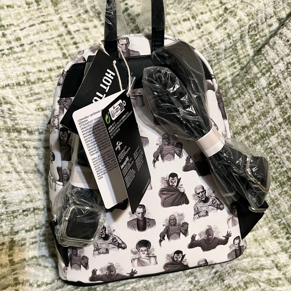 Loungefly Monsters Gray and White Backpack - Picture 2 of 3